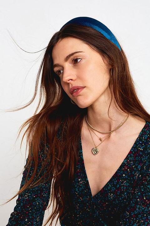 Clarissa Padded Headband - Blue At Urban Outfitters