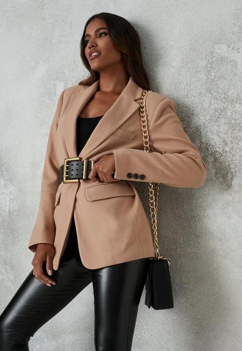 Camel Boyfriend Blazer Coat, Camel