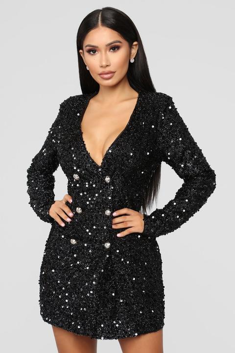 Not Afraid To Sparkle Dress - Black