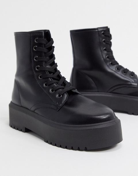 Botas Gruesas Con Cordones En Negro Attitude 2 De Asos Design