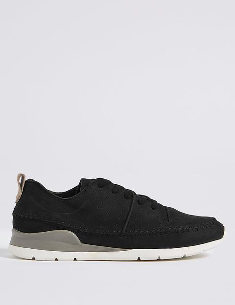 Suede Whipstitch Lace-up Trainers