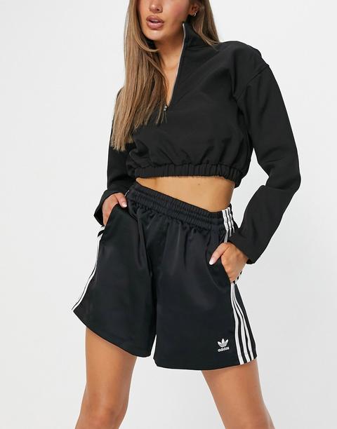 Shorts Negros Con Logo Con Acabado Satinado Adicolor De Adidas Originals