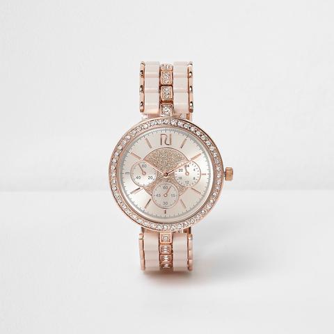 Rose Gold Tone Diamante Watch