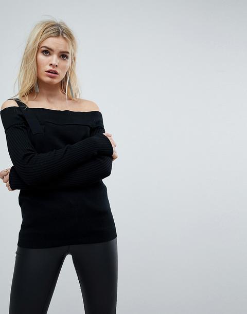 Asos - Maglione Con Spalle Scoperte E Spallina - Nero