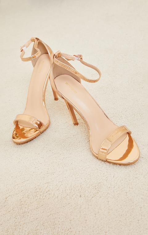 Rose Gold Wide Fit Clover Single Strap Heeled Sandal