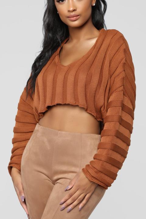 Pura Vida Cropped Sweater - Cognac