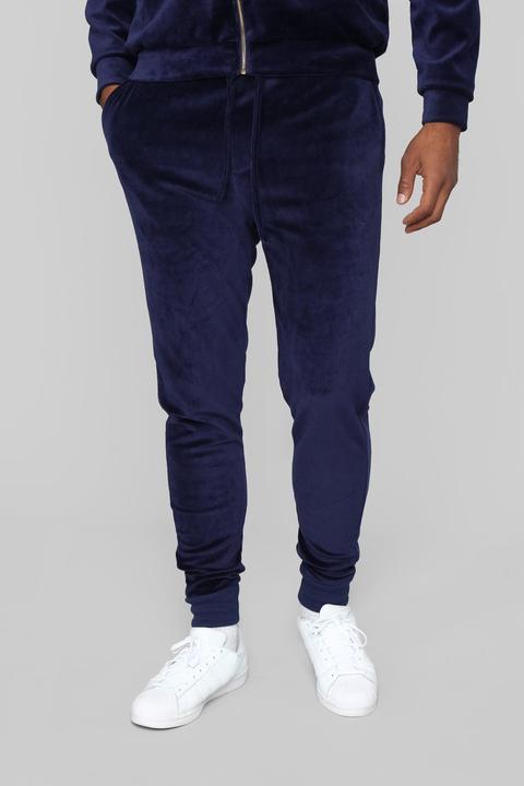 Hue Velour Track Pants - Navy