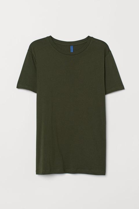 H & M - T-shirt In Cotone Regular Fit - Verde