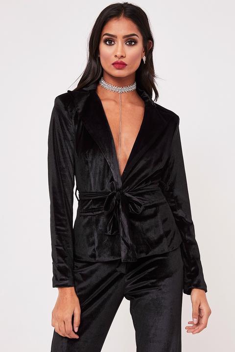 Yazmine Black Velvet Blazer