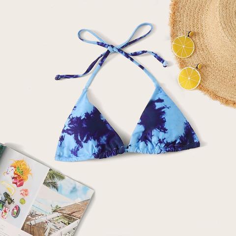 Tie Dye Triangle Halter Bikini Top