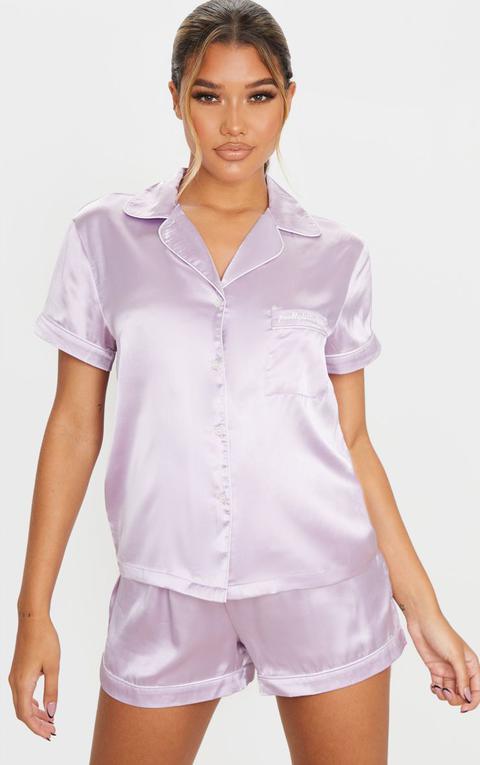 Prettylittlething Lilac Satin Pocket Pj Set