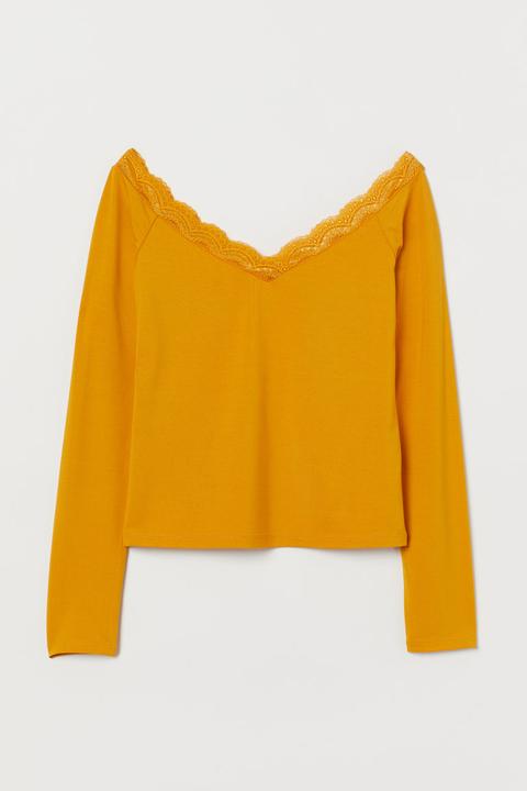Off-shoulder-shirt - Yellow - Damen
