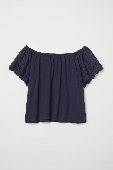 H & M - Top Con Ricami - Blu