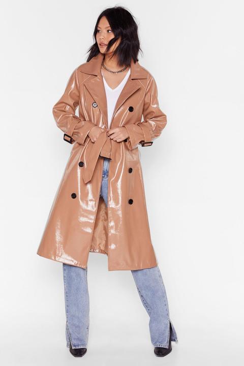 Womens Vinyl Countdown Belted Trench Coat