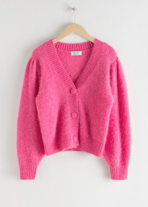 Puff Sleeve Cropped Cardigan