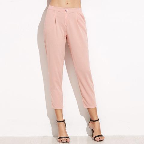 Pantaloni Cintola Elastica Con Tasche - Rosa