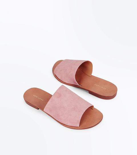 Pink Suede Mules New Look