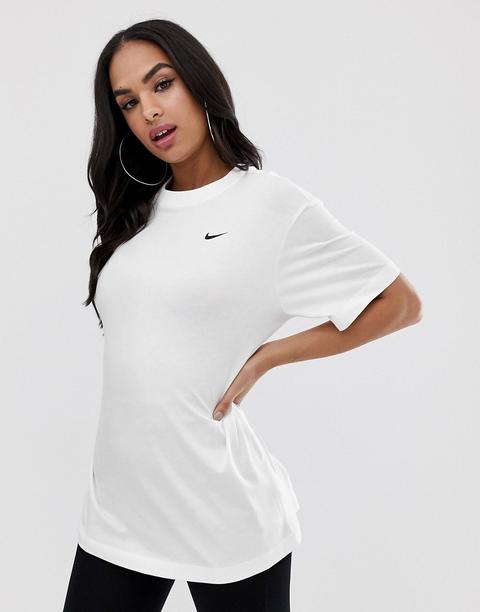 Camiseta Extragrande Blanca De Estilo Boyfriend Con Logo Pequeño De Nike-blanco