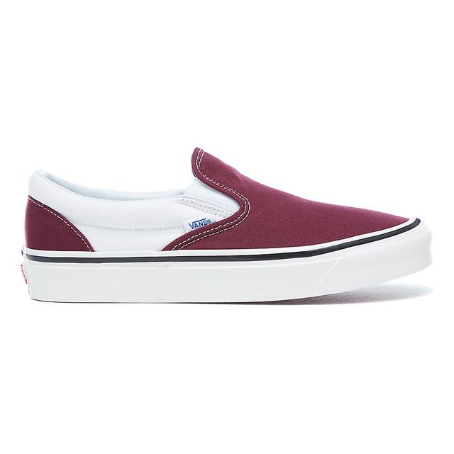 burgundy and white vans