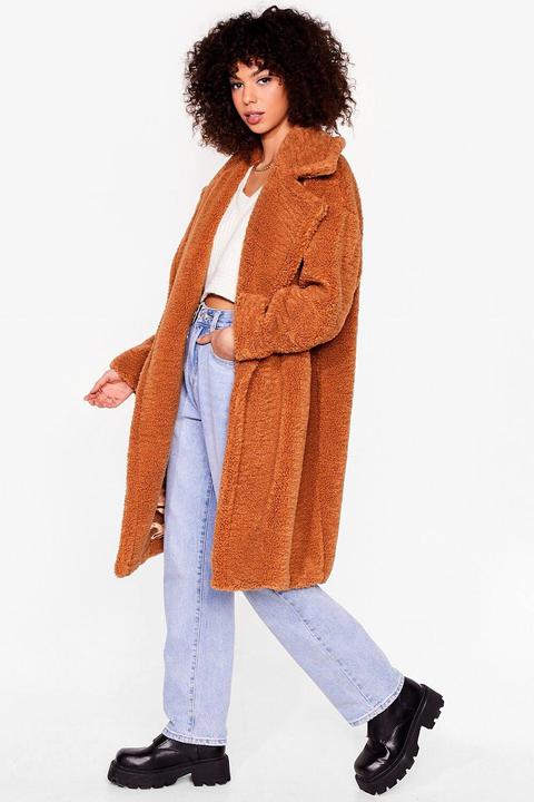 Womens When You're Teddy Oversized Faux Fur Coat