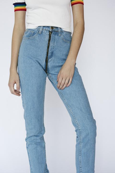 Virginia Mid Wash Zipper Jeans