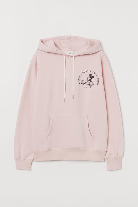 Sudadera Con Motivo Y Capucha - Rosa