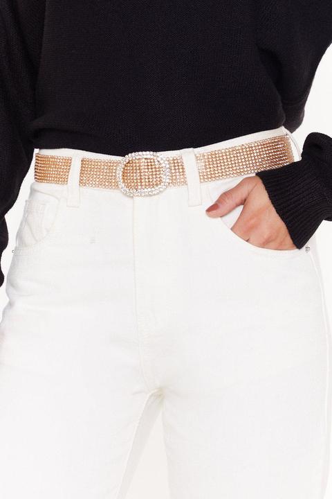 Womens Material Girl Diamante Buckle Belt