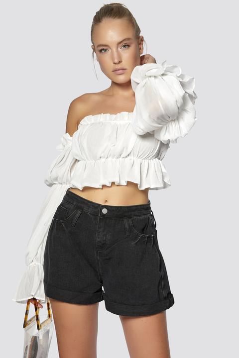 Schulterfreie Crop Bluse