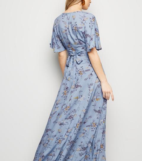 blue vanilla floral maxi dress