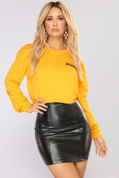 Daddy Said No Crop Top - Dark Yellow