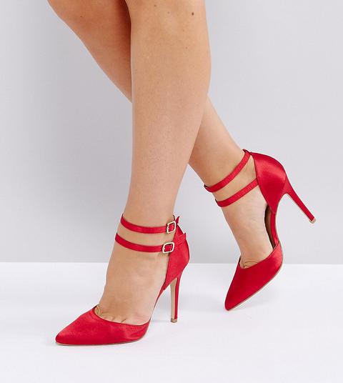 New Look - Scarpe In Due Parti In Raso Con Tacco Wide Fit - Rosso