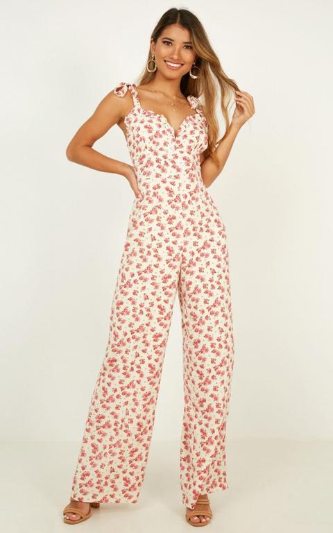 white floral jumpsuit