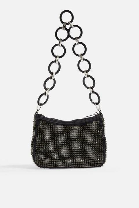 Womens Cher Diamante Link Shoulder Bag - Grey, Grey