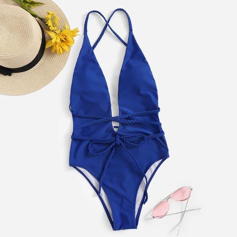 Criss Cross Backless One Piece Swimwear