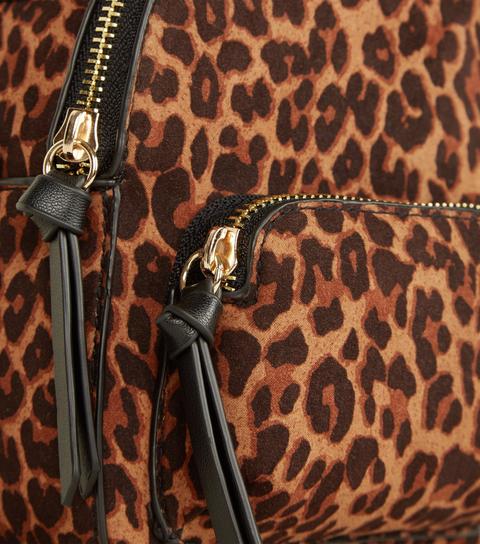 Brown Convertible Leopard Print Micro Backpack New Look