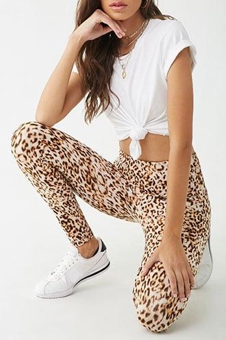 Forever 21 Leopard Print Leggings , Taupe/brown