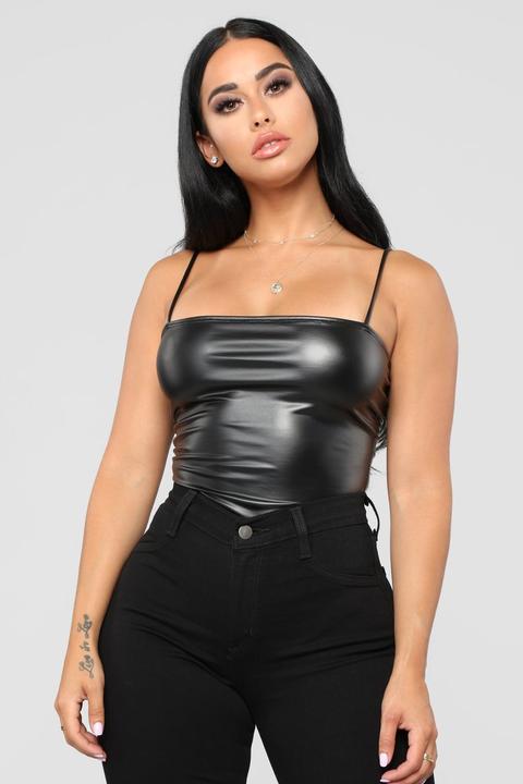 Don't Be So Square Pu Bodysuit - Black