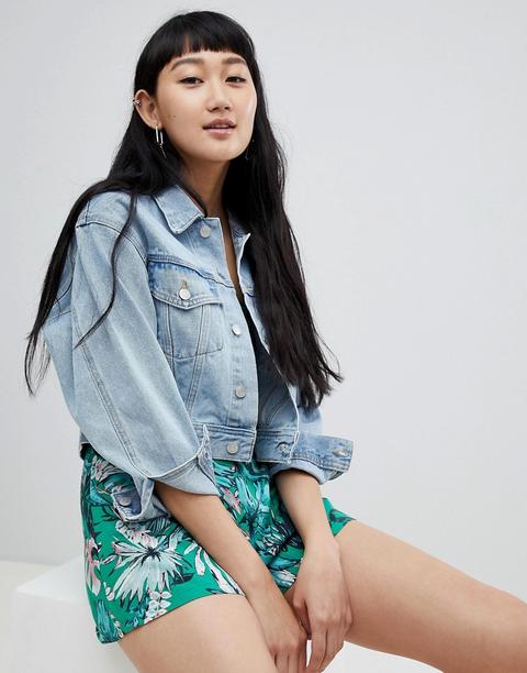 Pull&bear - Jeansjacke Mit Taschendetail In Hellblau - Blau