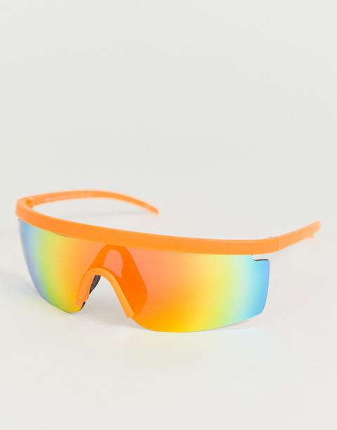 Asos Design Wrap Visor Fashion Glasses In Orange