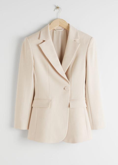 Asymmetric Structured Single Breasted Blazer - Beige