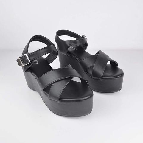 Sheila - Black Flatform Sandals