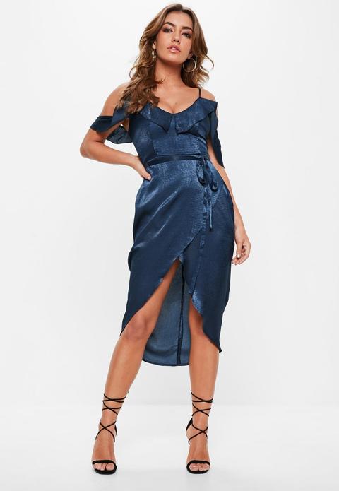 navy blue frill dress