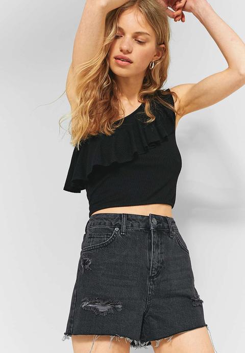 Bdg Black Destroyed Mom Denim Shorts