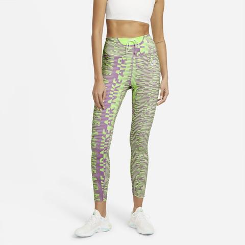 Nike Air Epic Fast Leggings De Running De 7/8 De Talle Alto Con Estampado - Mujer - Verde