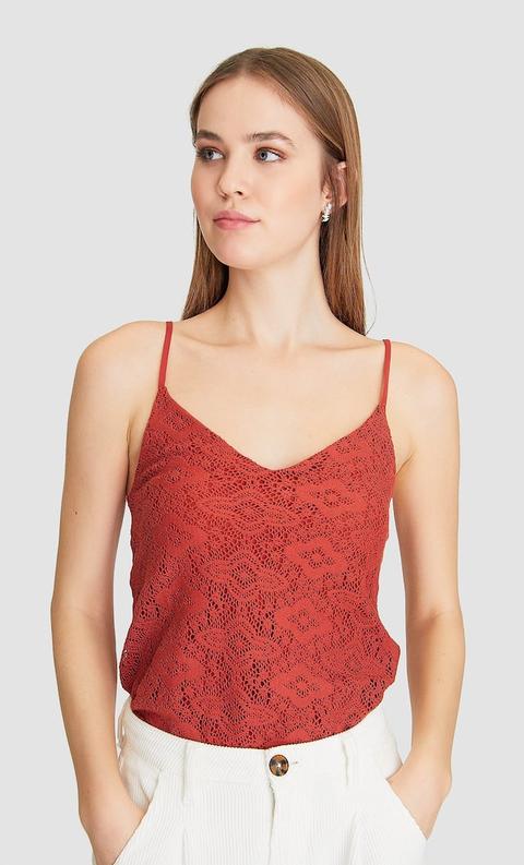 Stradivarius Top Lingerie In Crochet Femminile Terracotta Xs