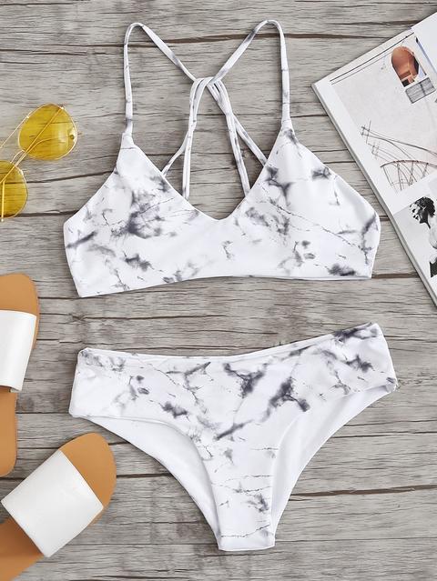 Bikini Con Stampa In Marmo