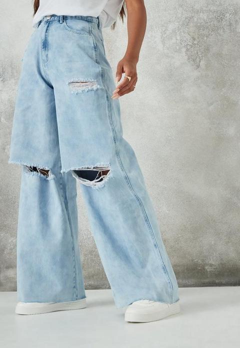 Light Blue Knee Rip Baggy Boyfriend Jeans Blue From Missguided On 21 Buttons