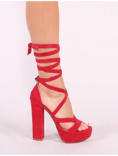 Public desire red lace best sale up heels