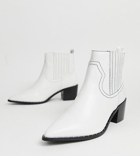 Miss Selfridge Western Boots In White-black