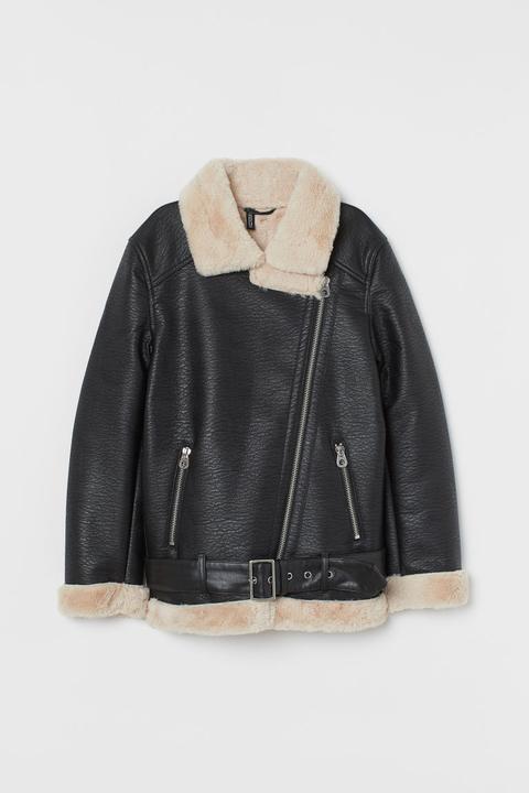 Cazadora Motera Oversize - Negro